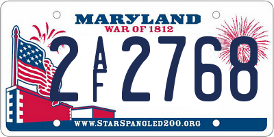 MD license plate 2AF2768