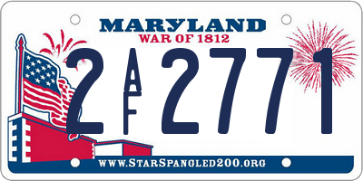 MD license plate 2AF2771