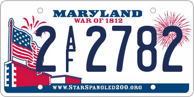 MD license plate 2AF2782