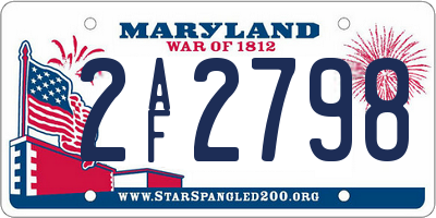 MD license plate 2AF2798