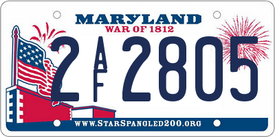 MD license plate 2AF2805