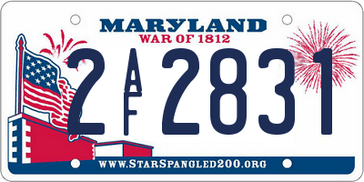 MD license plate 2AF2831