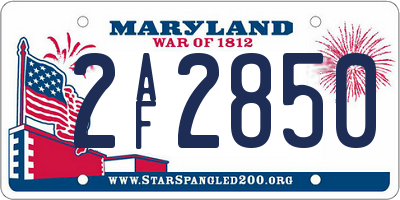 MD license plate 2AF2850