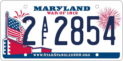 MD license plate 2AF2854
