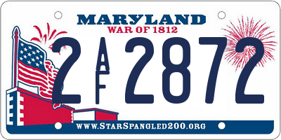 MD license plate 2AF2872