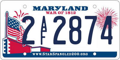 MD license plate 2AF2874