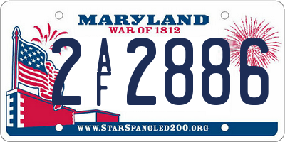 MD license plate 2AF2886