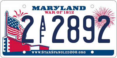 MD license plate 2AF2892