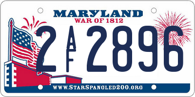 MD license plate 2AF2896