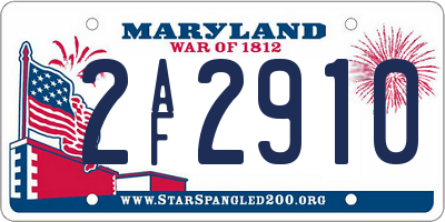 MD license plate 2AF2910
