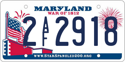 MD license plate 2AF2918