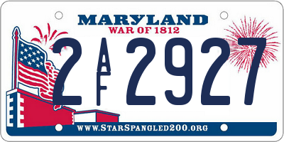 MD license plate 2AF2927