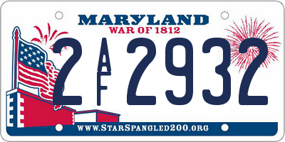 MD license plate 2AF2932