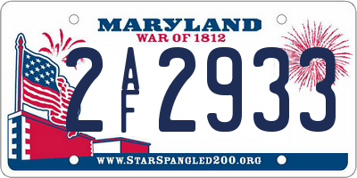 MD license plate 2AF2933