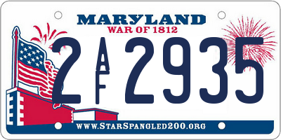 MD license plate 2AF2935