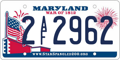 MD license plate 2AF2962
