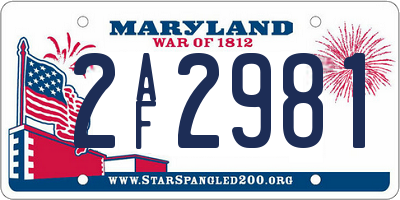 MD license plate 2AF2981