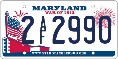MD license plate 2AF2990