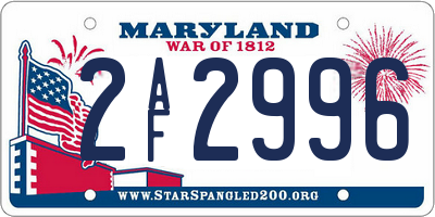 MD license plate 2AF2996
