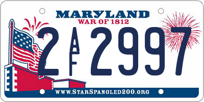 MD license plate 2AF2997