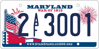 MD license plate 2AF3001