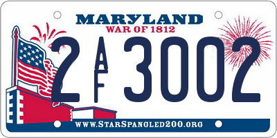 MD license plate 2AF3002