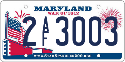 MD license plate 2AF3003