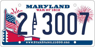 MD license plate 2AF3007