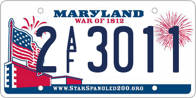 MD license plate 2AF3011