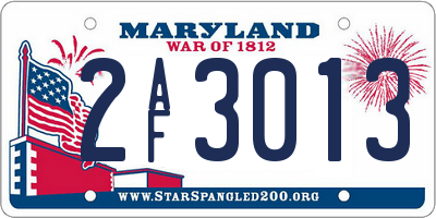 MD license plate 2AF3013