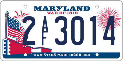 MD license plate 2AF3014