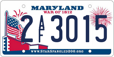 MD license plate 2AF3015