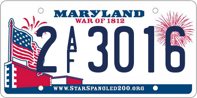 MD license plate 2AF3016