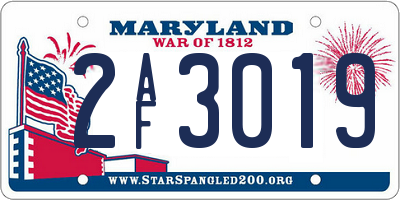 MD license plate 2AF3019