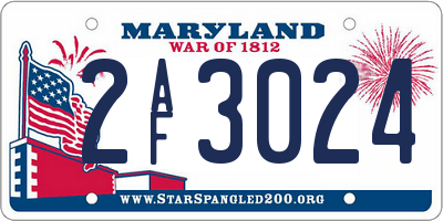 MD license plate 2AF3024
