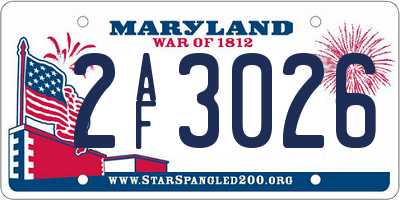 MD license plate 2AF3026