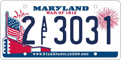 MD license plate 2AF3031