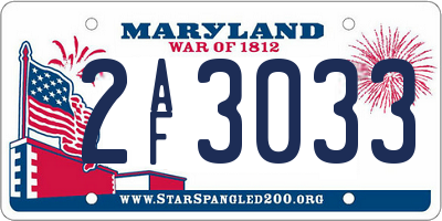 MD license plate 2AF3033