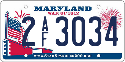 MD license plate 2AF3034