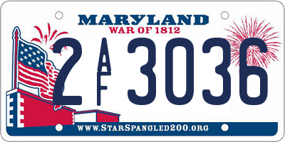 MD license plate 2AF3036