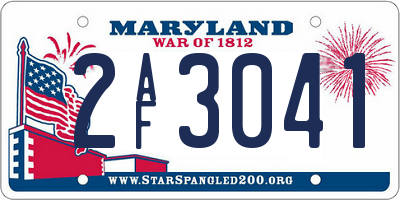 MD license plate 2AF3041