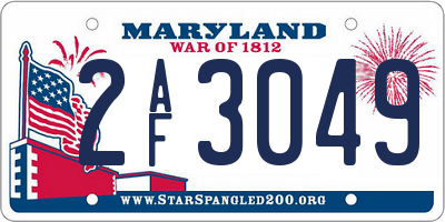 MD license plate 2AF3049