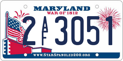 MD license plate 2AF3051
