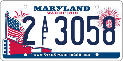 MD license plate 2AF3058
