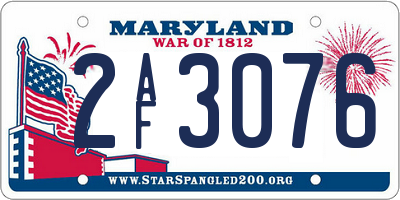 MD license plate 2AF3076