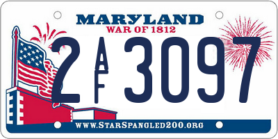 MD license plate 2AF3097