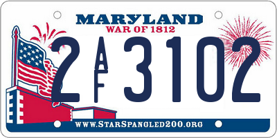MD license plate 2AF3102