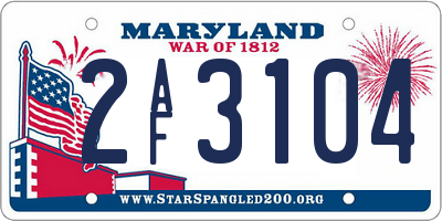 MD license plate 2AF3104