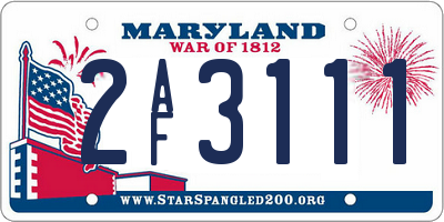 MD license plate 2AF3111