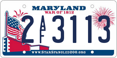 MD license plate 2AF3113